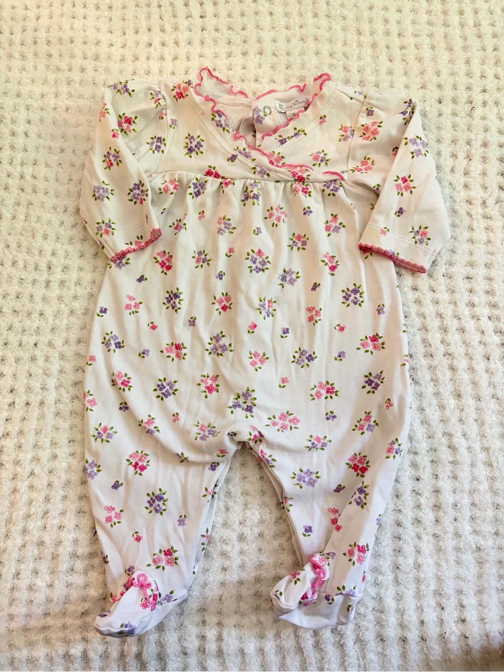 Kissy Kissy White Footed One-Piece with Pink & Purple Floral